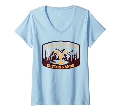 Damen Yellowstone Dutton Ranch-Logo T-Shirt mit V-Ausschnitt Damen Yellowstone Dutton Ranch-Logo T-Shirt mit V-Ausschnitt von Paramount