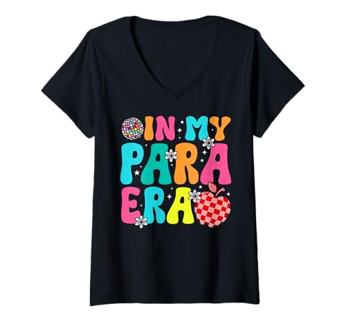 Damen In meiner para-Ära: Letzter Schultag, Lehrer, Schüler, Groovy T-Shirt mit V-Ausschnitt Damen In meiner para-Ära: Letzter Schultag, Lehrer, Schüler, Groovy T-Shirt mit V-Ausschnitt von Paraprofessional Education Gifts Paraeducator