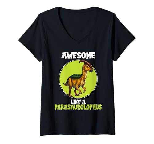 Damen Parasaurolophus T-Shirt mit V-Ausschnitt von Parasaurolophus Tier Shop