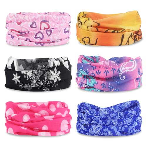 Parastar 6 Stück Multifunktionstuch, Multifunktionstuch Damen Männer Nahtlose Bandanas, Multifunktionstuch Schal Gedruckt Bandanas Stirnband UV Residenz für Yoga Wandern Reiten Motorradfahren von Parastar