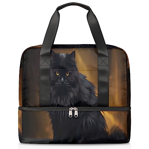 Black Cat Imagine (01) Sporttasche für Damen, Reisetasche, Tragetasche mit Schuhfach, Wochenend-Übernachtungstasche, Tragetasche für Teenager, Mädchen, Jungen, Männer, Mehrfarbig von Pardick