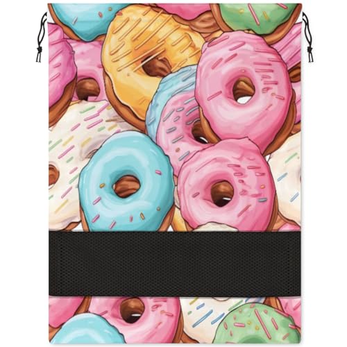 Bunte Donut-Schuhtasche für Reisen, faltbar, für Sport, Schuhaufbewahrung, Verpackung, Organizer, Golf, Fitnessstudio, Tanz, Spitzenschuhtaschen mit Reißverschluss, Unisex-Schuhbeutel für Männer und von Pardick