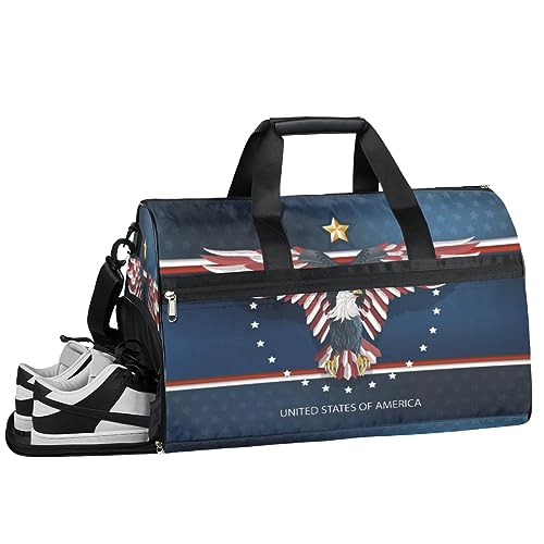 Eagles USA Sign Sport Turnbeutel mit Nassfach & Schuhfach Reise Duffel Bag für Männer Frauen Basketball Weekender Tasche für Flugzeug Schwimmen Yoga, Mehrfarbig von Pardick