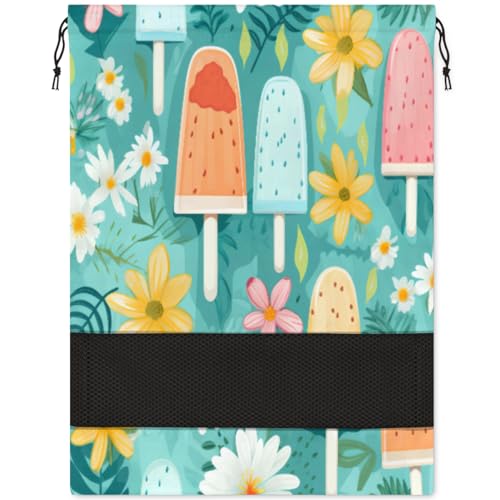 Eiscreme-Sommer-Schuhtasche mit Gänseblümchen-Aufdruck, für Reisen, faltbar, Sport-Schuhaufbewahrung, Verpackung, Organizer, Golf, Fitnessstudio, Tanz, Spitzenschuhtaschen mit Reißverschluss, von Pardick