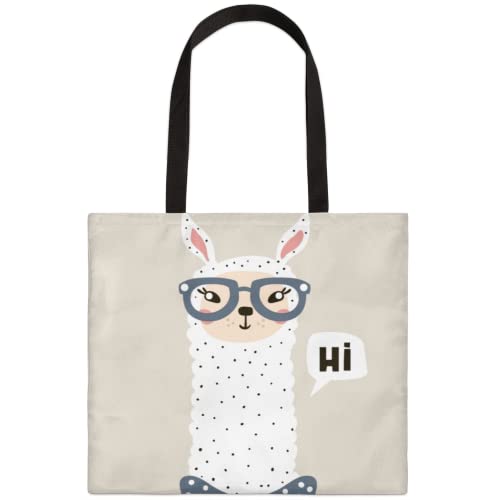 Hi Alpaka Brille Canvas Tote Bag für Frauen, wiederverwendbare Lebensmitteltasche, große Schultertasche mit Innentasche für Arbeit, Reisen, Business, Strand, Einkaufen, Schule, Geschenktasche von Pardick