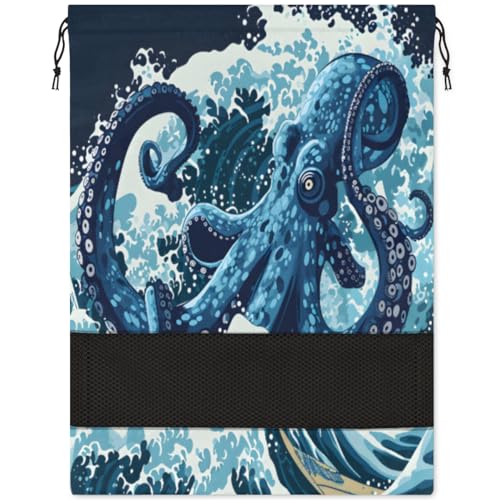 Octopus Ocean Beach Summer Shoe Bag for Travel Foldable Sport Shoe Storage Packing Organizer Golf Gym Dance Pointe Shoe Bags With Zipper Unisex Shoe Pouch For Men & Women, Octopus Ocean Beach Sommer, von Pardick