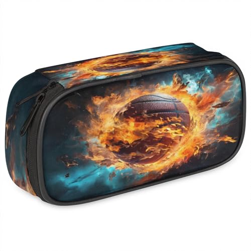 Pardick Federmäppchen, Basketball, Feuer, großes Fassungsvermögen, Federmäppchen, Münztasche, Schreibwaren-Organizer für Teenager, Schule von Pardick