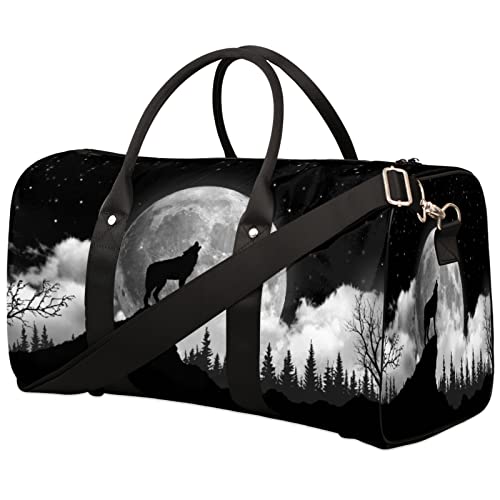 Reisetasche, Sporttasche, Sporttasche, Wochenendtasche, Übernachtungstasche, Handgepäcktasche, Schulter, für Damen, Herren, Jungen, Mädchen, Black Wolf Moon von Pardick