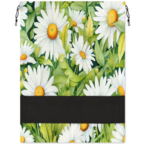 Schuhtasche mit Blumen-Gänseblümchen-Motiv, für Reisen, faltbar, für Sport, Schuhaufbewahrung, Verpackung, Organizer, Golf, Fitnessstudio, Tanz, Spitzenschuhtaschen mit Reißverschluss, von Pardick