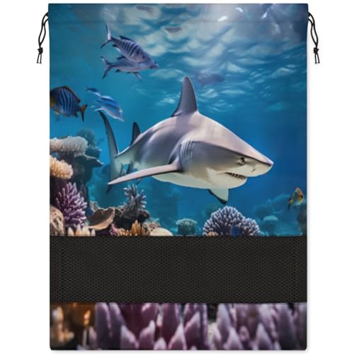 Shark Ocean Schuhtasche für Reisen, faltbar, für Sport, Schuhaufbewahrung, Verpackung, Organizer, Golf, Fitnessstudio, Tanz, Spitzenschuhtaschen mit Reißverschluss, Unisex-Schuhbeutel für Damen und von Pardick