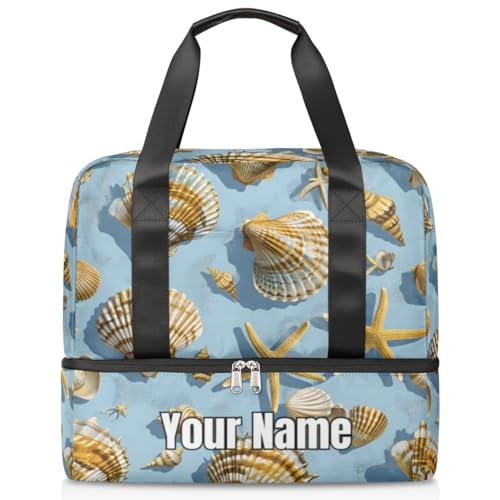 Shell Seestern Sommer Personalisierte Sporttasche für Damen und Herren – Individuelle Sporttasche Reisetasche mit Schuhfach für Wochenende über Nacht, Farbe 075, Einheitsgröße von Pardick