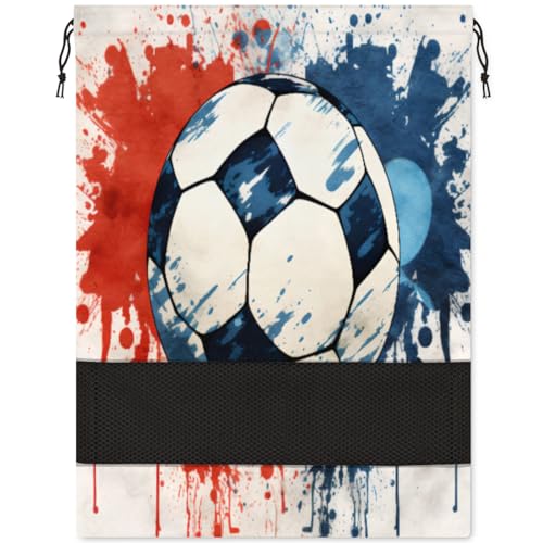 Soccer UK Aquarell-Schuhtasche für Reisen, faltbar, Sport-Schuhaufbewahrung, Verpackung, Organizer, Golf, Fitnessstudio, Tanz, Spitzenschuhtaschen mit Reißverschluss, Unisex-Schuhbeutel für Männer und von Pardick