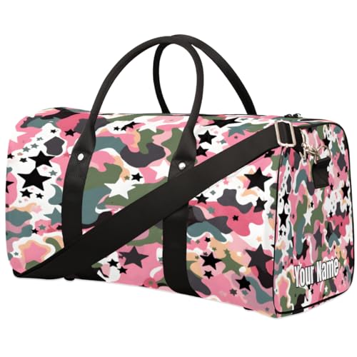 Sport-Tragetasche, Sporttasche, bunt, Sterne, Camouflage-Muster, individueller Name für Damen und Herren, wasserdichte Baseballtasche, faltbar, persönliche Gegenstände, Reisetasche für Wochenender, von Pardick