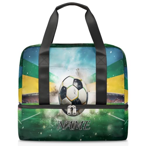 Sportliche Sporttasche mit Fußball-Aufdruck, personalisierbar, für Herren, Sporttasche mit Schuhfach, für Mädchen und Jungen, Wochenendtasche, Übernachtungstasche, Mutter-Krankenhaus-Handgepäcktasche, von Pardick