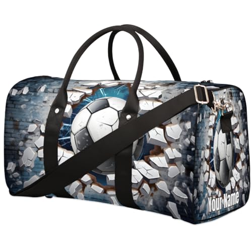 Sporttasche, Sporttasche, abstrakter Fußball-Wandhintergrund, individueller Name für Damen und Herren, wasserdichte Baseballtasche, faltbar, persönliche Gegenstände, Reisetasche für Wochenende, von Pardick