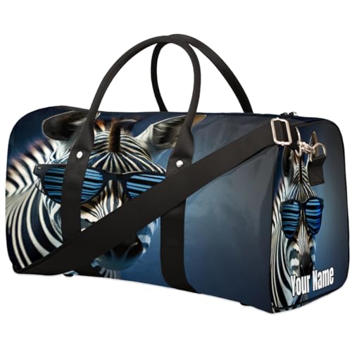 Sporttasche, Sporttasche, modische Zebra-Sonnenbrille, individueller Name für Damen und Herren, wasserdichte Baseball-Tasche, faltbar, persönliche Gegenstände, Reisetasche für Wochenender, von Pardick