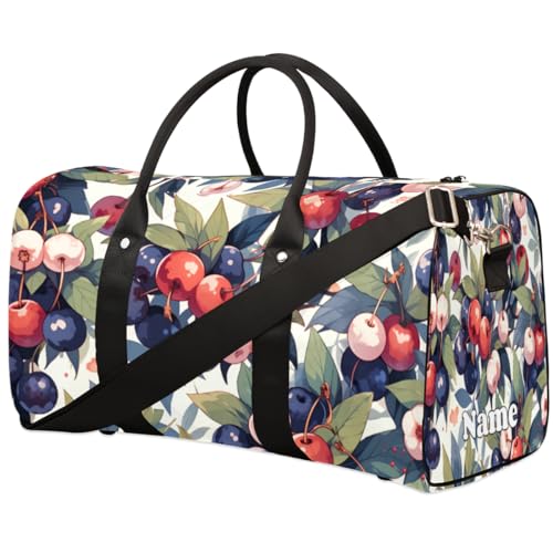 Sporttasche, bunt, Kirschfarben, Aquarellfarben, personalisierter Name für Damen und Herren, wasserdicht, Strandtasche, faltbar, persönliche Gegenstände, Reisetasche für Wochenender, Übernachtung, von Pardick