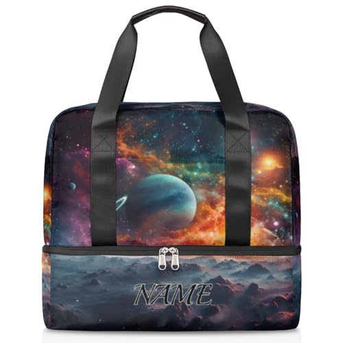 Sporttasche für Damen, Motiv: Weltraumplaneten, Galaxie, personalisierbar, Sporttasche für Herren, Reisetasche mit Schuhfach, für Mädchen und Jungen, Wochenendtasche, Übernachtungstasche, von Pardick