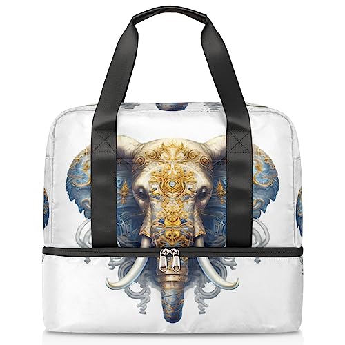 Sporttasche für Damen, Motiv: niedliches Elefanten-Logo, Blaugrün (04), Reisetasche mit Schuhfach, Wochenendtasche, Tragetasche für Teenager, Mädchen, Jungen, Männer, Mehrfarbig von Pardick