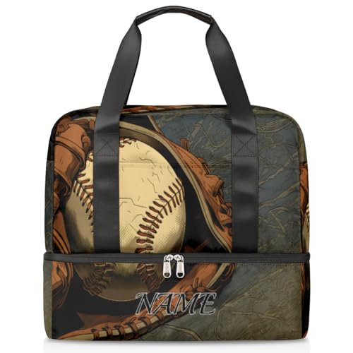 Sporttasche für Damen, Retro-Baseball-Cartoon-Ball, personalisierbar, Sporttasche für Herren, Reisetasche mit Schuhfach, für Mädchen und Jungen, Wochenendtasche, Übernachtungstasche, von Pardick