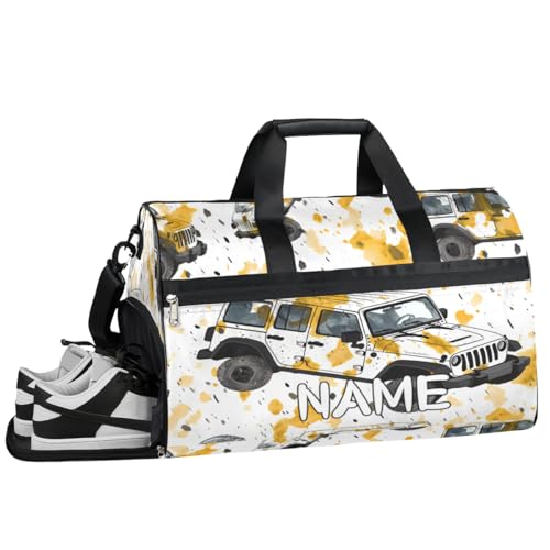 Sporttasche mit Auto-Motiv, Aquarell-Motiv, mit Nassfach und Schuhfach, Reisetasche, für Damen und Herren, personalisierbar, für Übernachtung, Wochenende, Strandgepäck, Aquarell mit Auto-Motiv, von Pardick