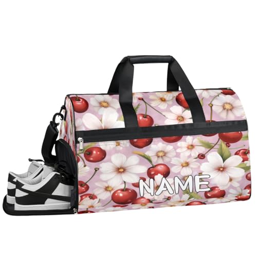 Sporttasche mit Kirschblumen-Motiv, mit Nassfach und Schuhfach, Reisetasche, für Damen und Herren, personalisierbar, für Übernachtung, Wochenende, Strandgepäck, Kirschblüten-Aufdruck, Einheitsgröße von Pardick