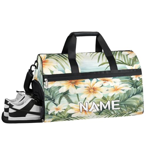 Sporttasche mit Palmen-Hawaii-Thema, mit Nassfach und Schuhfach, Reisetasche, für Damen und Herren, personalisierbar, für Übernachtung, Wochenende, Strandgepäck, Palmen-Hawaii-Design, Einheitsgröße von Pardick