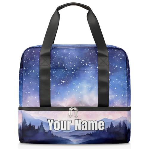 Sporttasche mit Sternenhimmel, Galaxie, Aquarell, personalisierbar, für Damen und Herren, Sporttasche mit Schuhfach für Wochenende über Nacht, Farbe: 477, Einheitsgröße von Pardick