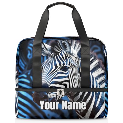 Sporttasche mit Tier-Zebra-Motiv, personalisierbar, für Damen und Herren, individuelle Sporttasche mit Schuhfach für Wochenende über Nacht, Farbe: 208, Einheitsgröße von Pardick