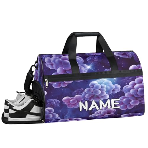 Sporttasche mit Weltraummuster, mit Nassfach und Schuhfach, Reisetasche, für Damen und Herren, personalisierbar, für Übernachtung, Wochenende, Strandgepäck, Outer Space Grape Print, Einheitsgröße von Pardick