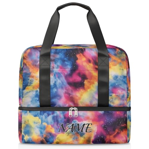 Sporttasche mit abstraktem Batikdesign, personalisierbar, für Herren, Sporttasche mit Schuhfach, für Mädchen und Jungen, Wochenendtasche, Übernachtungstasche, Mutter-Krankenhaus-Tragetasche, Farbe: von Pardick