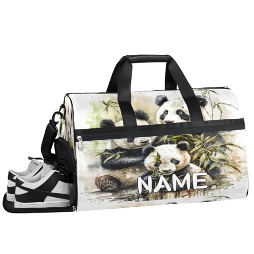 Sporttasche mit niedlichem Panda-Motiv, mit Nassfach und Schuhfach, Reisetasche, für Damen und Herren, personalisierbar, für Übernachtung, Wochenende, Strandgepäck, Niedlicher Panda, Einheitsgröße von Pardick