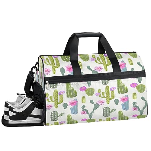 Sporttasche mit saftigen Pflanzen, rosa Blumen, Sporttasche mit Nassfach und Schuhfach, Reisetasche für Männer und Frauen, Basketball, Wochenendtasche für Flugzeug, Schwimmen, Yoga, Mehrfarbig von Pardick