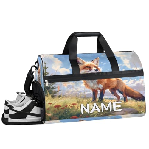 Süßer Fuchs-Sommer-Sport-Turnbeutel mit Nassfach und Schuhfach, Reisetasche, für Damen und Herren, personalisierbar, für Übernachtung, Wochenende, Strandgepäck, Süßer Fuchs Sommer, Einheitsgröße von Pardick