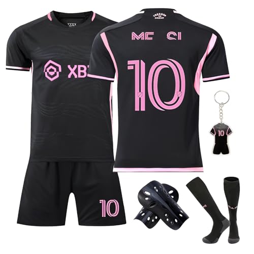 Pardofelis Trikot Fussball Jungen, Fußball Trikot Kinder Football Trainingsshirt Jersey, Fussball Trikot mit T-Shirt Shorts Socken und Schienbeinschoner Set (Schwarz, 22) von Pardofelis