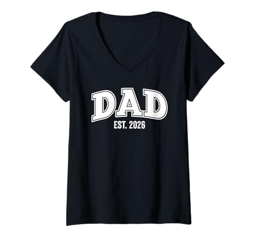Damen Zum Papa 2026 befördert, The Dad Est 2026 T-Shirt mit V-Ausschnitt von Parents To Be First Time 2026 Store
