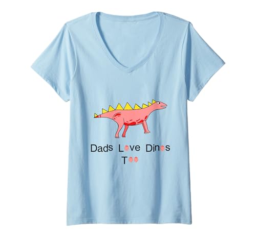 Damen Papas lieben auch Dinos T-Shirt mit V-Ausschnitt von Parents being Kids