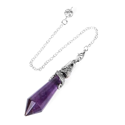 ParfCO Bergkristall Anhänger, Halskette mit Vintage-Drachen-Umwickeltem Sechseckigem Kristall-Punkt-Anhänger, Amethyst-Heilkristall-Anhänger-Halskette für Damen und Herren, für Wünschelrute, W von ParfCO