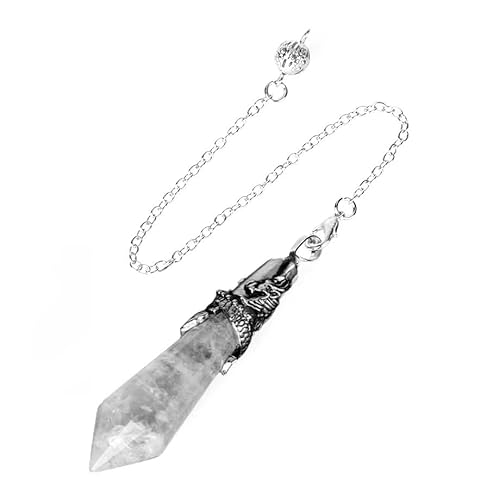 ParfCO Bergkristall Anhänger, Halskette mit Vintage-Drachen-Umwickeltem Sechseckigem Kristall-Punkt-Anhänger, Bergkristall-Heilkristall-Anhänger-Halskette für Damen und Herren, für Wünschelrut von ParfCO