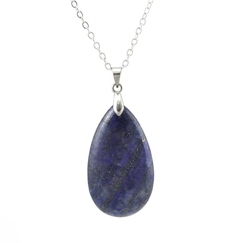 ParfCO Bergkristall Anhänger, Natürliche Tropfen Kristall Halskette, Lapislazuli Heilkristall Anhänger Halskette mit Silberkette für Damen und Herren, Chakra Reiki Charms Anhänger Halskette von ParfCO