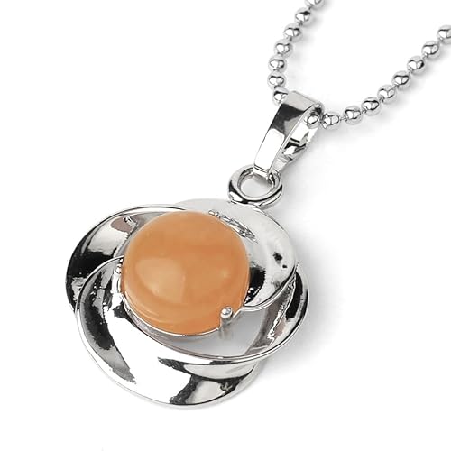 ParfCO Bergkristall Anhänger, Zierliche Rosenblüten Cabochon Halskette, Natürliche Orangefarbene Jade, Heilkristall Anhänger Halskette, Damen Glücksamulett Schmuck für Damen und Herren, Reike von ParfCO