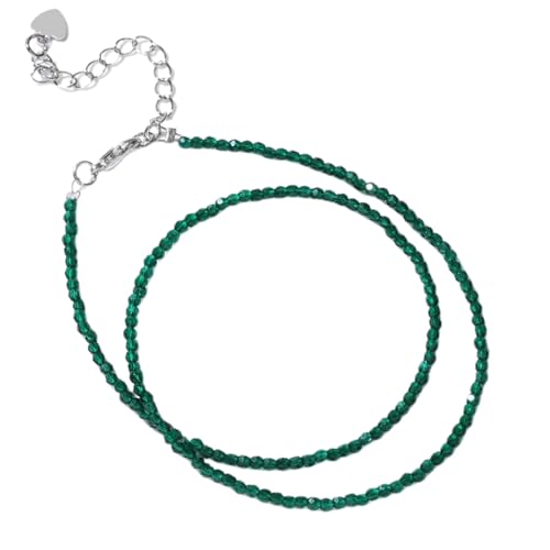 ParfCO Bergkristall Kette, 2 Mm Mini-Stein-Perlen-Halskette, Natürlicher Smaragd, Heilkristall-Halskette, Damen-Strand-Party-Halsband, Chakra-Schmuck, Geschenke von ParfCO