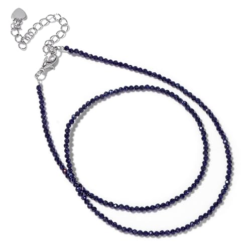 ParfCO Bergkristall Kette, Zierliche Unregelmäßige Boho Stein Halsketten, Natürliche Blaue Sandstein Heilkristall Anhänger Halskette für Frauen, 2 mm Kugelförmige Perlen Halskette von ParfCO