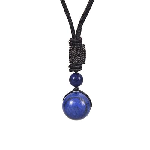 ParfCO Edelstein Kette, 16Mm Transfer Lucky Round Ball Perlen Anhänger Halsketten Natürlicher Lapislazuli Heilkristall Anhänger Halskette Frauen Amulett Chakra Schmuck Geschenke von ParfCO