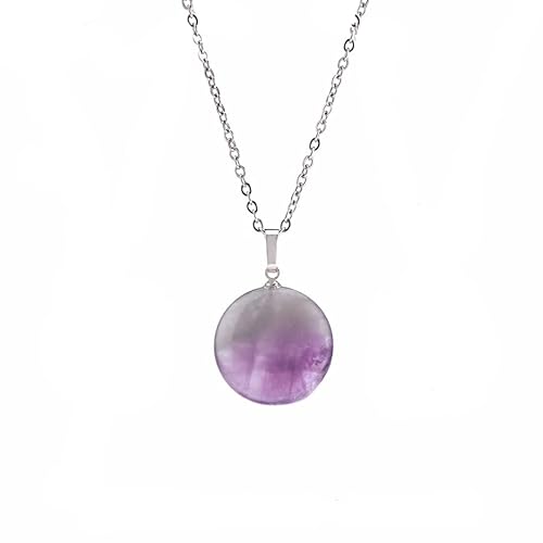 ParfCO Edelstein Kette, Amethyst Heilkristall Anhänger Halskette für Frauen, Natürliche Runde Edelstein Halskette, Amulett Anhänger Halskette, Chakra Schmuck, Geschenke für Frauen von ParfCO