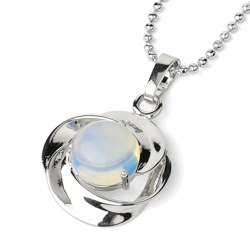 ParfCO Edelstein Kette, Reike Schmuck Geschenke, Zierliche Rosenblüten Cabochon Halskette, Natürlicher Opal, Heilkristall Anhänger Halskette, Damen Glücksamulett Schmuck für Damen und Herren von ParfCO