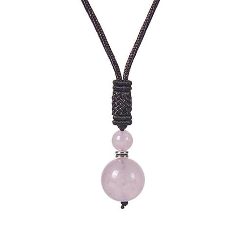 ParfCO Kristall Kette, 16Mm Transfer Lucky Round Ball Perlen Anhänger Halsketten Natürlicher Rosa Kristall Heilkristall Anhänger Halskette Frauen Amulett Chakra Schmuck Geschenke von ParfCO