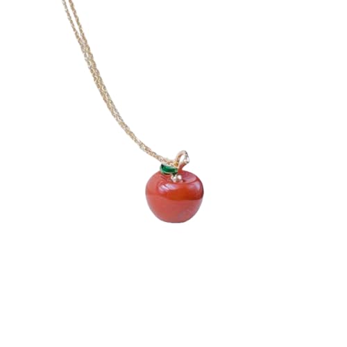 ParfCO Kristall Kette, Natürliche Kristall-Apfel-Halskette, Natürlicher Roter Jaspis, Heilkristall-Anhänger-Halskette für Damen, Kreativer Vintage-Chakra-Schmuck, Geschenke, Verstellbare Kordel- von ParfCO