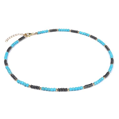 ParfCO Kristall Kette,4 Mm Einfache Stein Perlen Halsketten, Natürliche Blaue Heilkristall Anhänger Halskette, Damenmode, Reiki Halskette, Schmuck für Damen und Herren von ParfCO