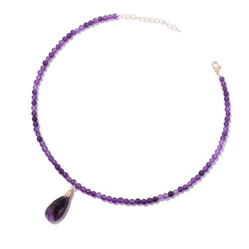 ParfCO Kristall Kette,Natürliche Amethysten Stein Perlen Halskette Frauen Tropfen Anhänger Halskette Zierliche Handgemachte Edelstein Halskette Choker Schmuck Geschenk für Frauen Mädchen von ParfCO